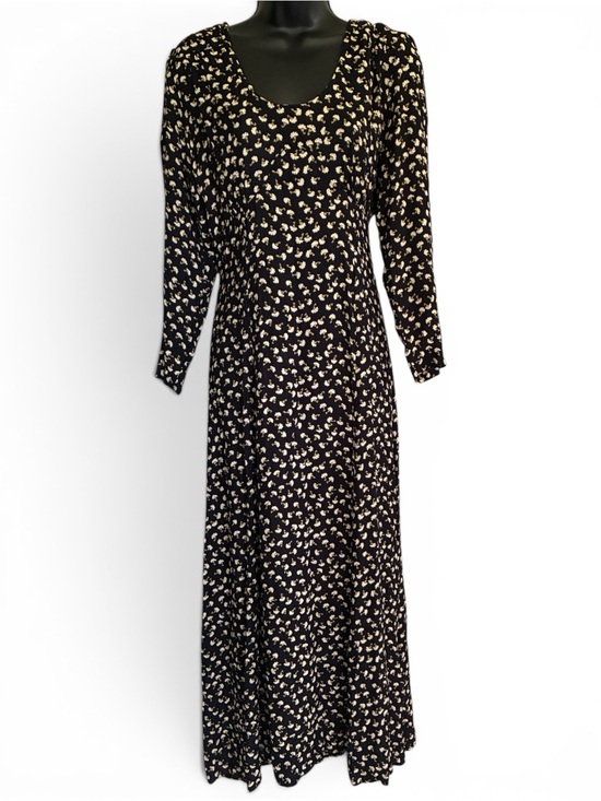 Dresses & Skirts - VTG 90s Whimsygoth Grunge Ditsy Black Floral Long Sleeve Maxi Dress SZ M